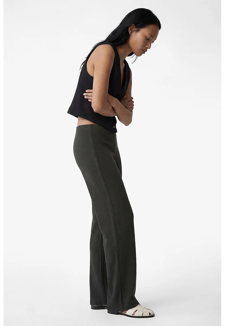 Pantaloni cu croiala dreapta si aspect texturat, Gri antracit