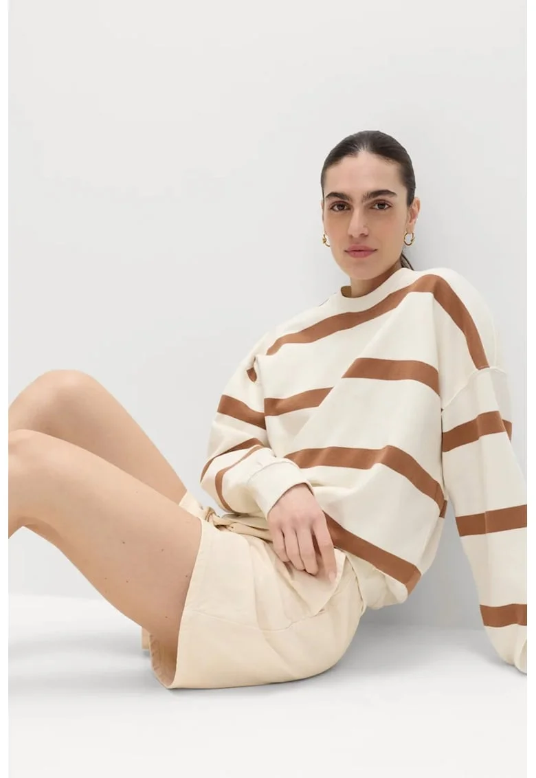 Pantaloni scurti cu snur, din amestec de lyocell, Crem