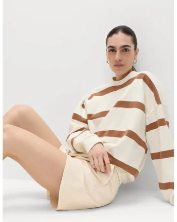 Pantaloni scurti cu snur, din amestec de lyocell, Crem