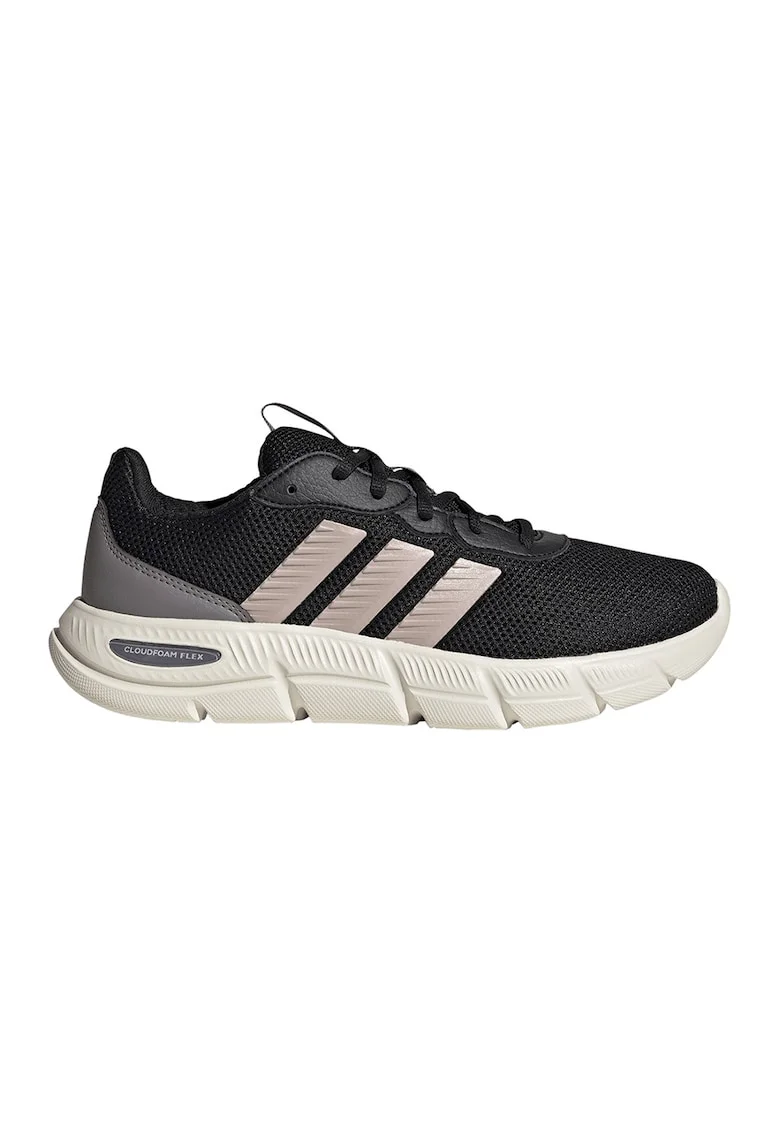 Pantofi sport Cloudfoam Flex cu insertii de piele ecologica, Negru/Alb murdar/Roz prafuit