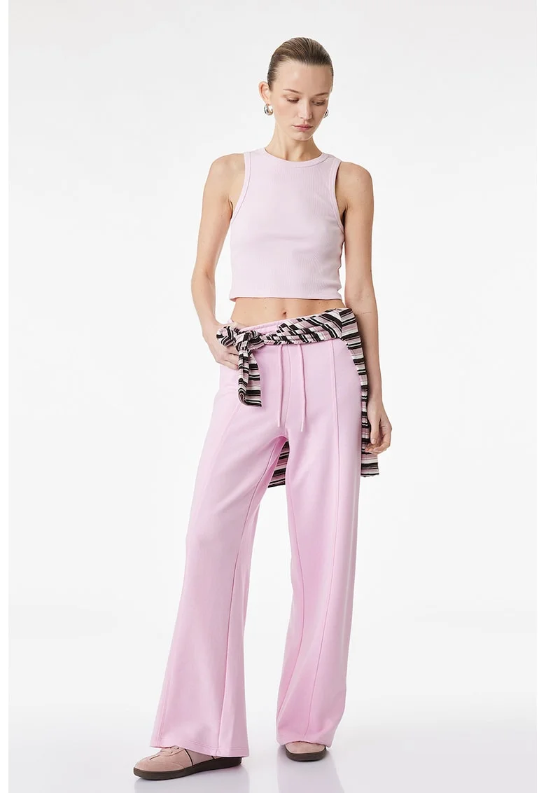 Pantaloni de trening cu croiala ampla, Roz deschis