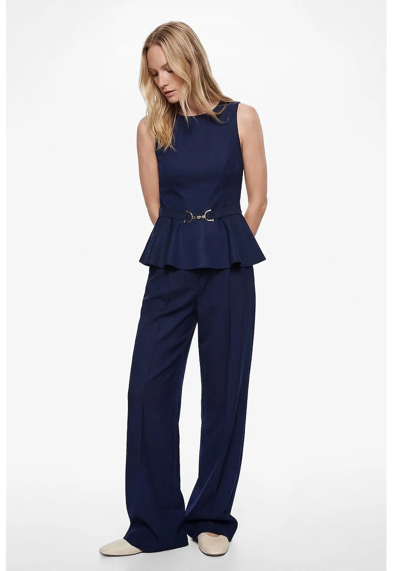 Pantaloni eleganti cu croiala ampla, Albastru indigo