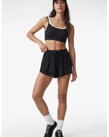 Pantaloni scurti cu talie ajustabila, Negru