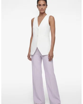 Pantaloni cu croiala ampla si model uni, Lila