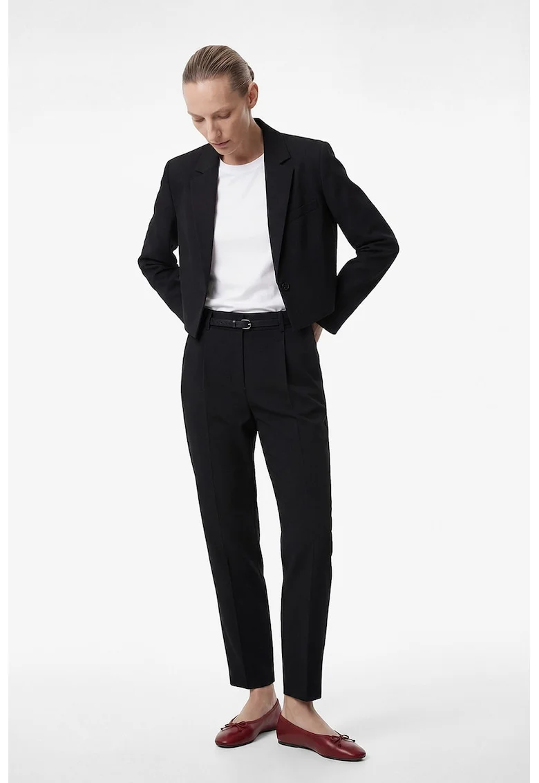 Pantaloni crop slim fit, Negru