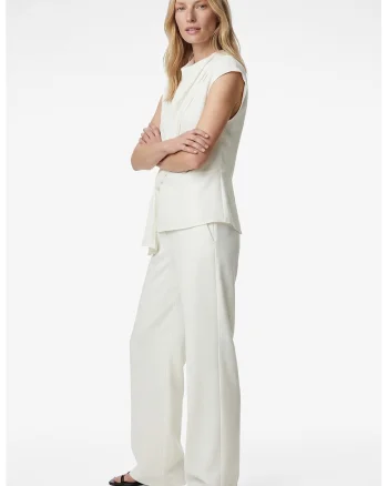 Bluza cu maneci scurte si segment drapat, Alb