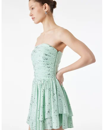 Rochie mini stralucitoare, Verde deschis