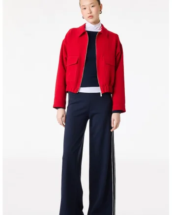 Pantaloni de trening cu croiala ampla si talie elastica, Bleumarin