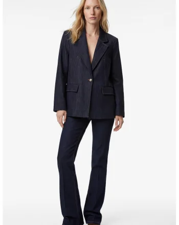 Sacou slim fit din denim, Albastru inchis melange