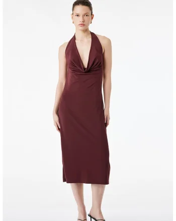 Rochie fara maneci cu decolteu amplu, Visiniu