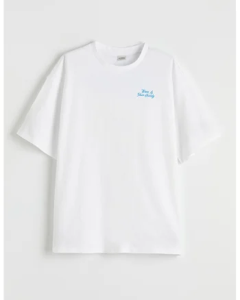 Tricou lejer cu imprimeu pe partea din spate, Alb/Albastru deschis neon