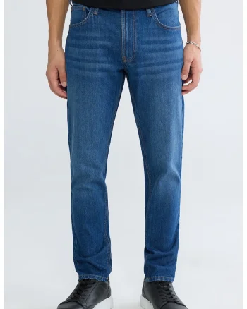 Blugi slim-fit cu talie medie, Albastru