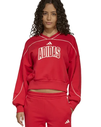 Bluza de trening cu maneci cazute si decolteu en-coeur, Rosu vermillion