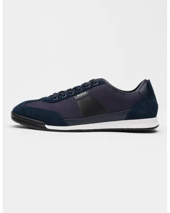 Pantofi sport Nitan de material textil cu garnituri de pieleintoarsa, Bleumarin
