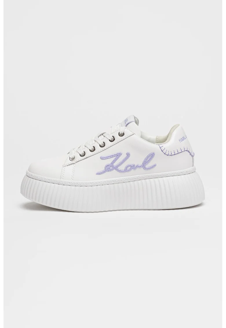 Pantofi sport flatform din piele cu logo Kreeper, Alb/Violet deschis