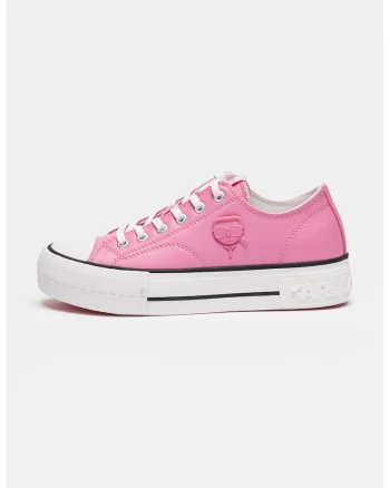 Tenisi low-cut din piele Kampus, Alb/Roz