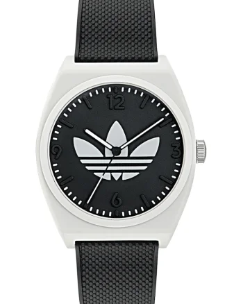 Ceas unisex cu o curea de rasina, Alb optic/Negru stins