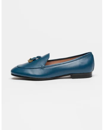 Pantofi loafer de piele intoarsa cu anouri, Albastru petrol