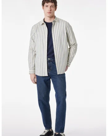 Camasa regular fit cu model in dungi, Negru/Alb murdar