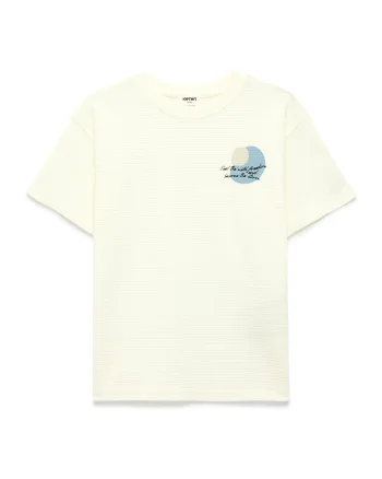 Tricou din bumbac cu maneci cazute, Alb murdar