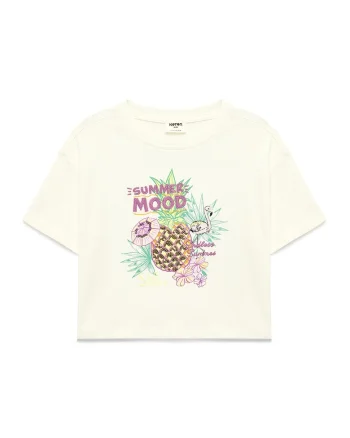 Tricou cu imprimeu grafic, Alb murdar