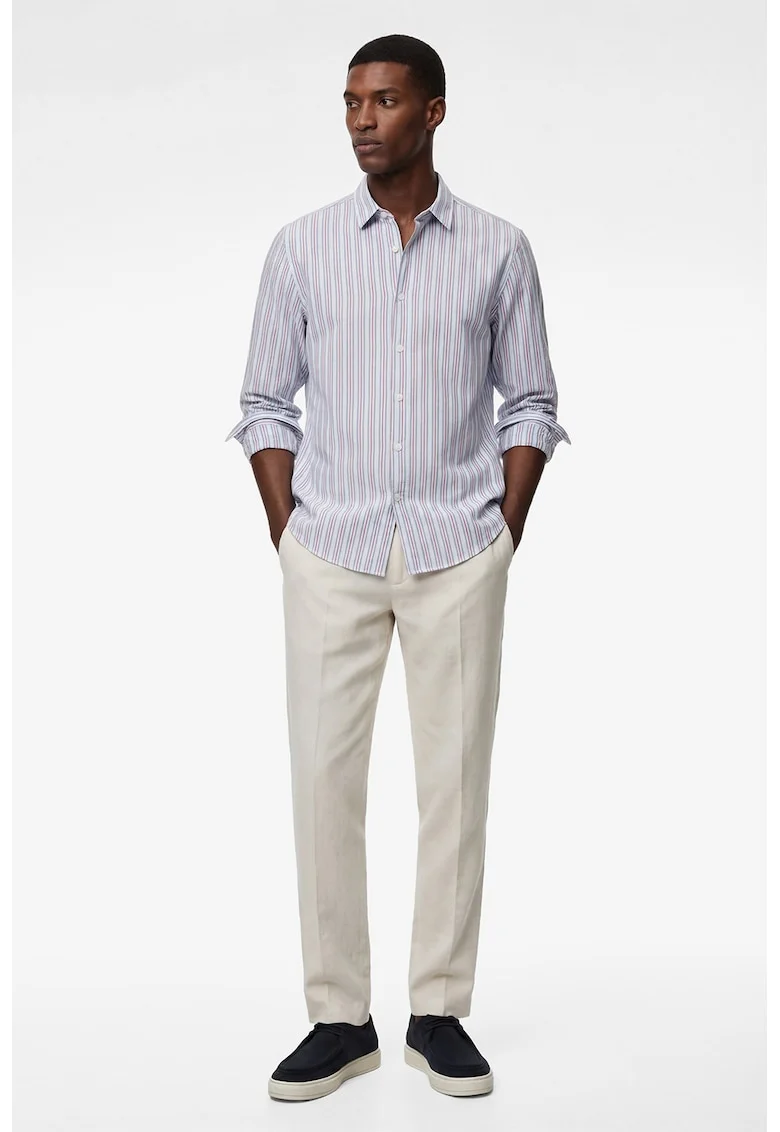 Camasa regular fit din bumbac cu model in dungi, Albastru deschis