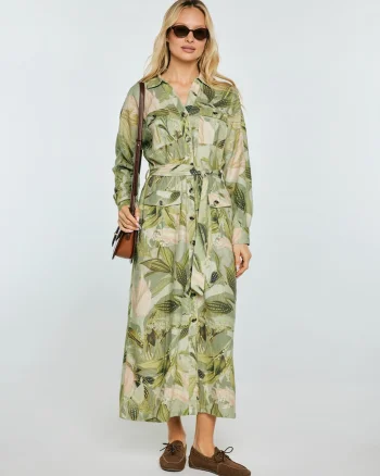 Rochie din amestec de in cu imprimeu floral Jala