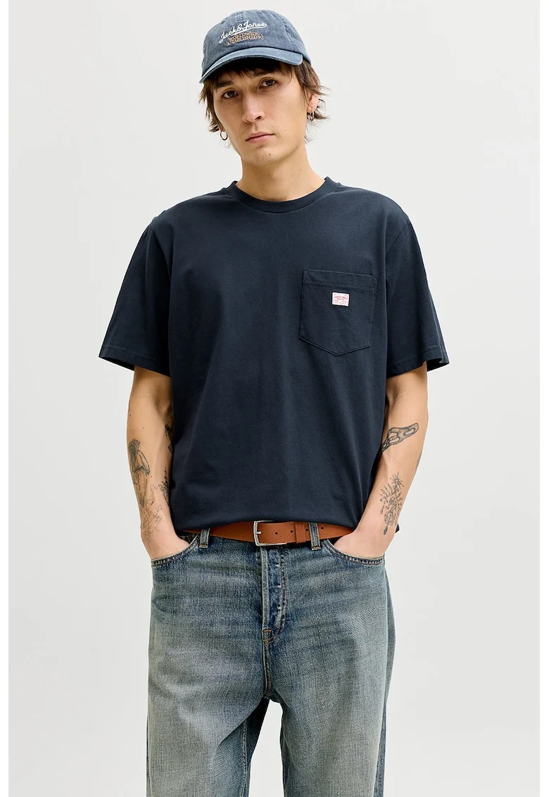 Tricou din amestec de bumbac organic cu buzunare, Albastru ultramarin