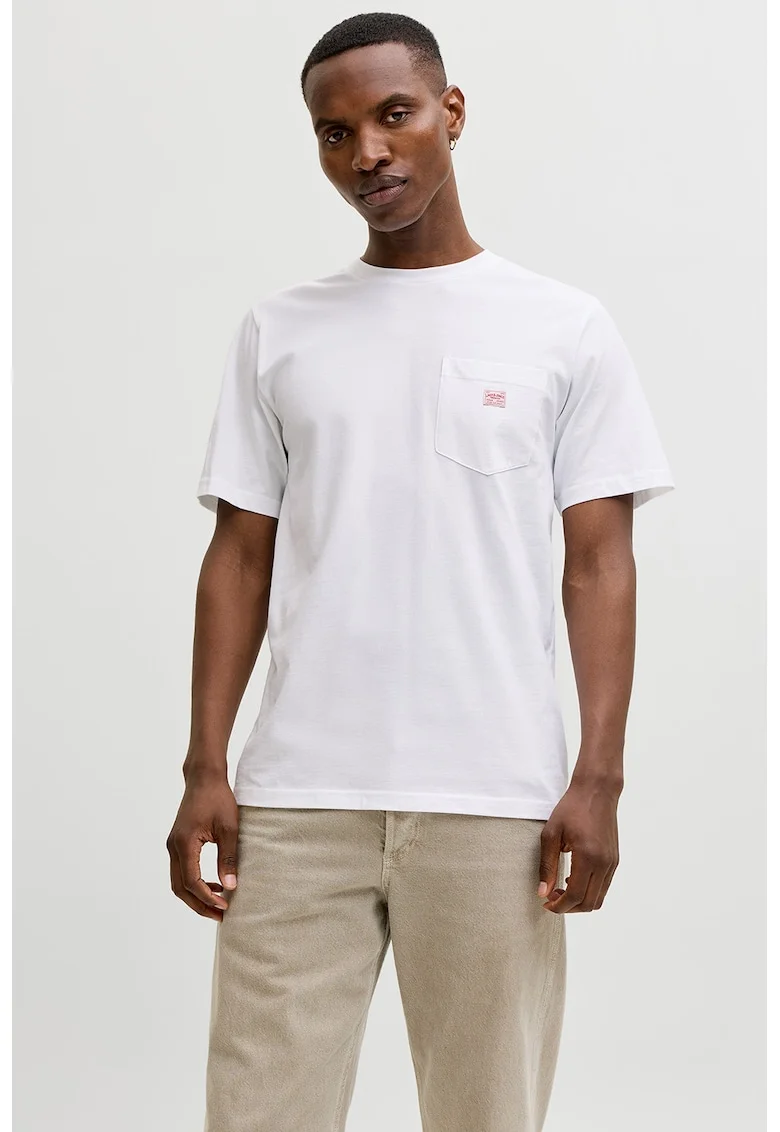 Tricou din amestec de bumbac organic cu buzunare, Alb optic