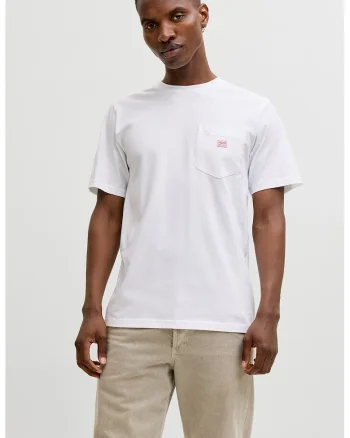 Tricou din amestec de bumbac organic cu buzunare, Alb optic