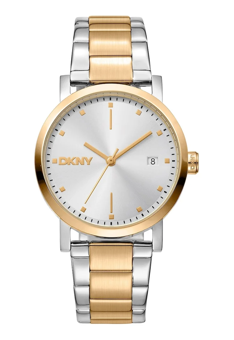 Ceas quartz cu logo pe cadran, Argint/Auriu