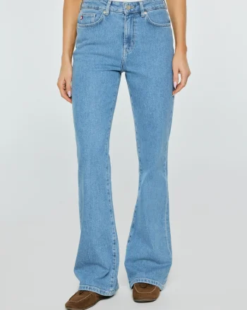 Blugi bootcut cu talie inalta