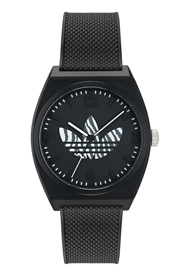 Ceas unisex cu o curea de rasina, Negru