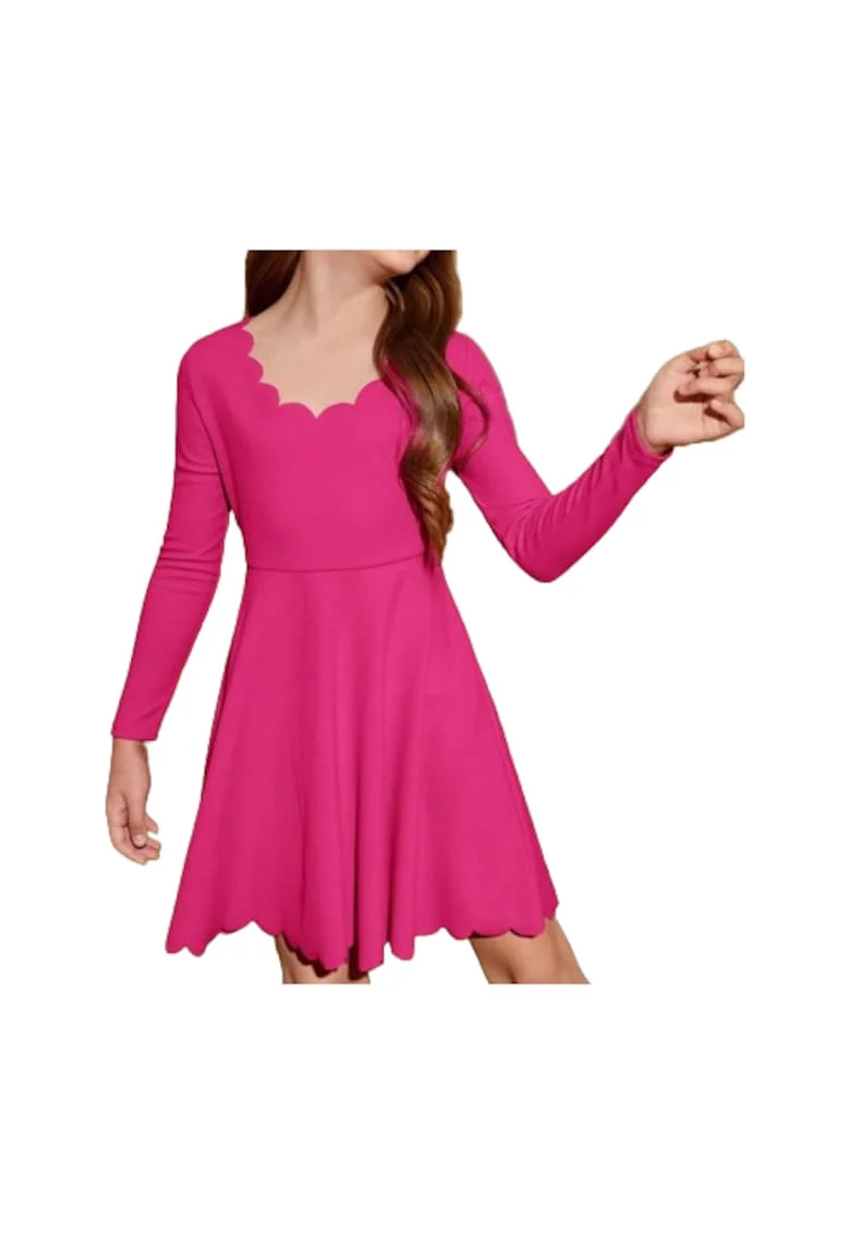 Rochie fete  fucsia, material flexibil, design elegant