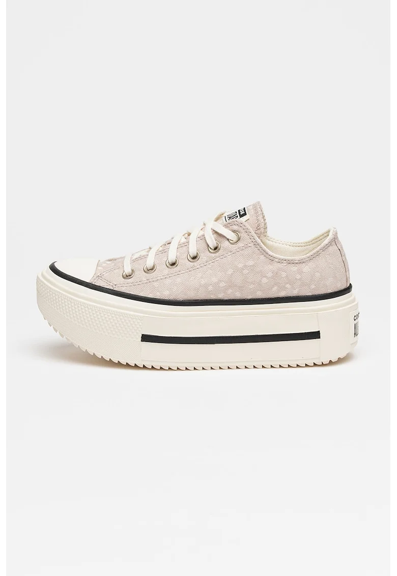 Tenisi low-cut cu talpa flatform Chuck Taylor All Star Lift Double Stack, Gri deschis