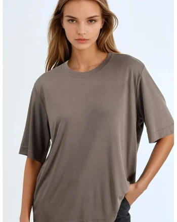 Tricou dama,  tricou supradimensionat, maro, jerseu