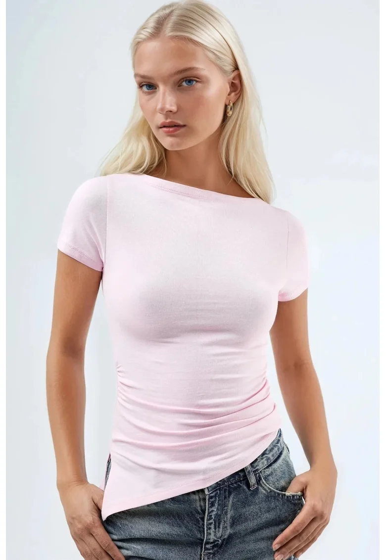 Tricou dama,  Roz pudrat, Jerseu