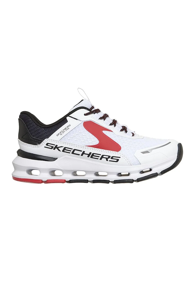 Pantofi sport Glide-Step Plus slip-ins cu sireturi, Alb/Negru/Rosu vermillion