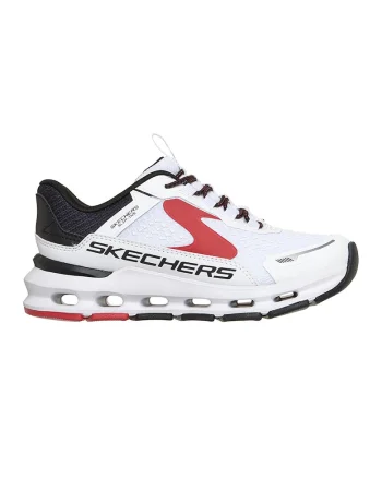 Pantofi sport Glide-Step Plus slip-ins cu sireturi, Alb/Negru/Rosu vermillion