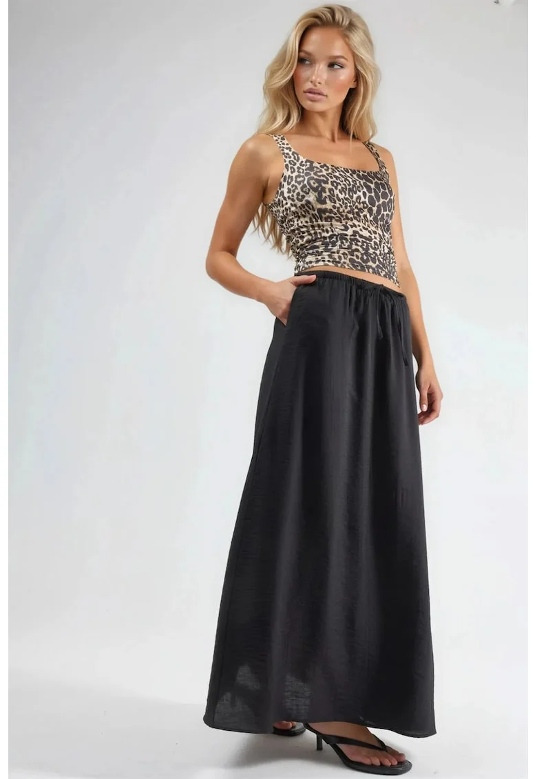 Fusta maxi  talie inalta, neagra, textil