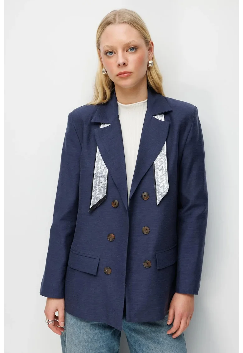 Sacou dama,  Textil, Bleumarin