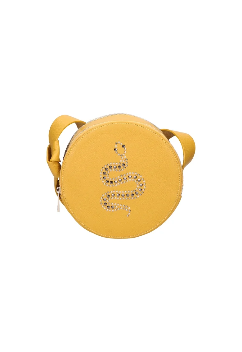 Geanta crossbody cu aplicatii cu nituri, Maro deschis