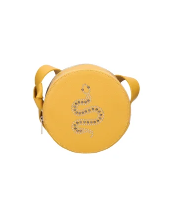 Geanta crossbody cu aplicatii cu nituri, Maro deschis