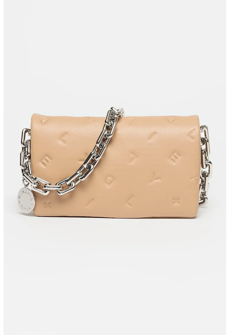 Geanta crossbody de piele ecologica cu logo Aurora, Maro camel