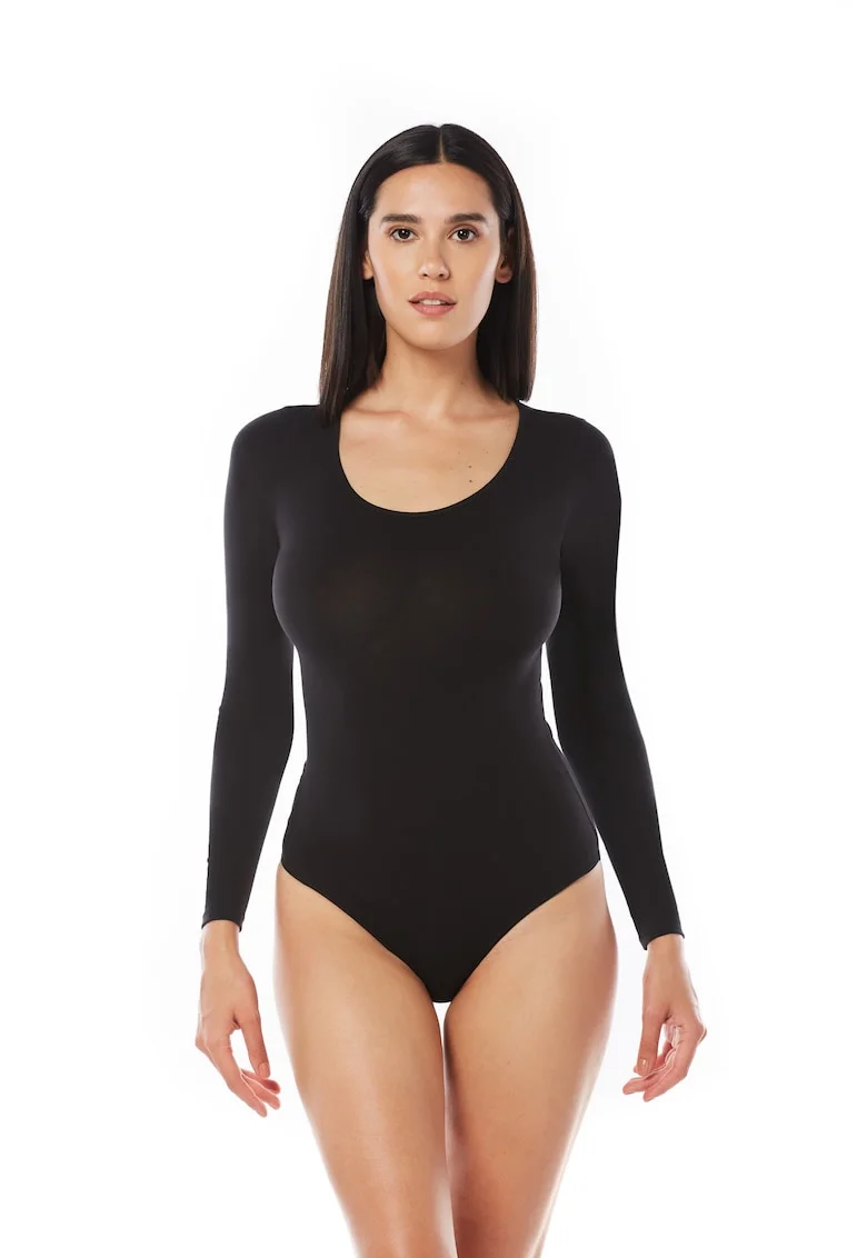Body cu maneca lunga BD07, Negru
