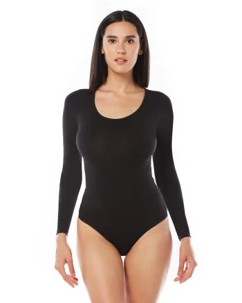 Body cu maneca lunga BD07, Negru
