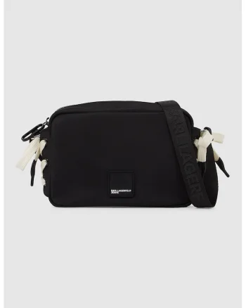Geanta crossbody cu sireturi decorative, Negru