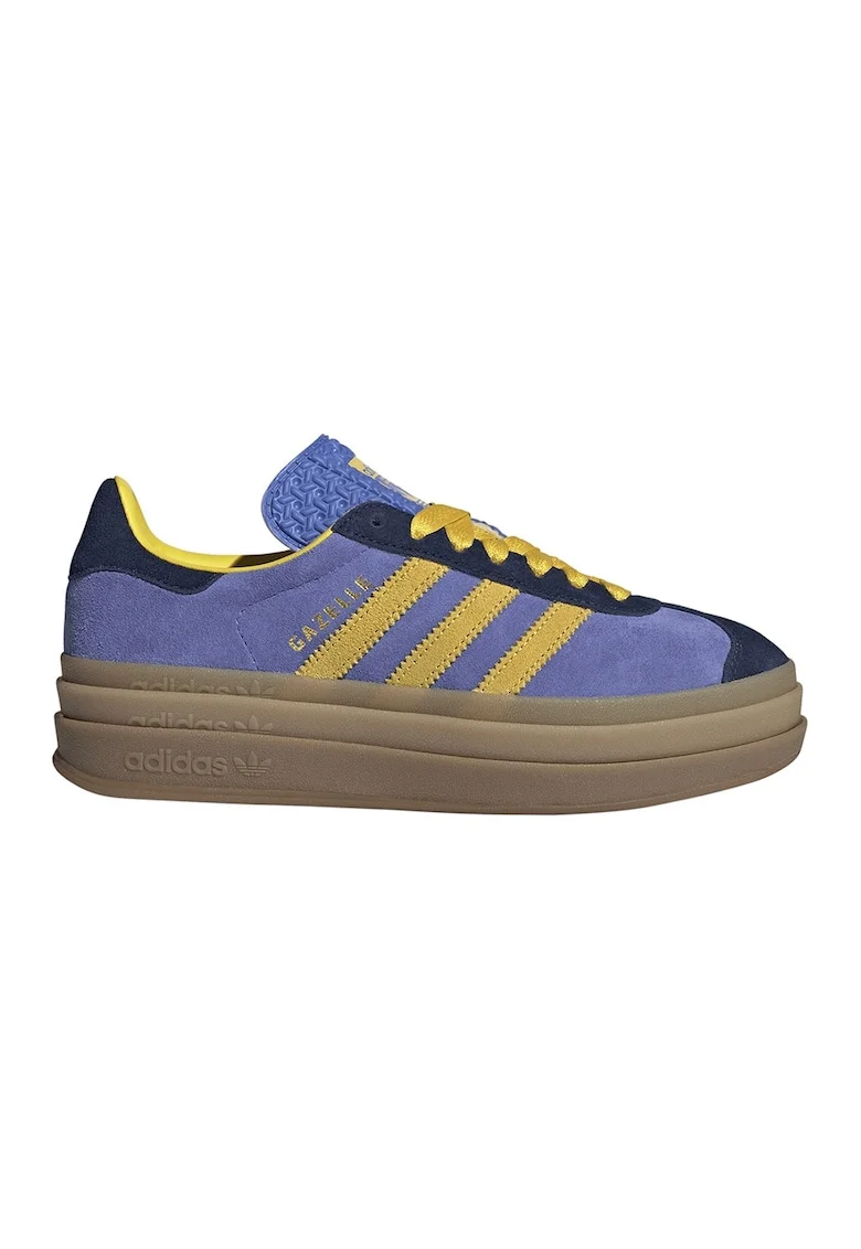 Pantofi sport Gazelle Bold flatform de piele intoarsa, Albastru inchis/Galben sofran/Caramel