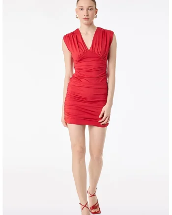 Rochie slim fit drapata, Rosu