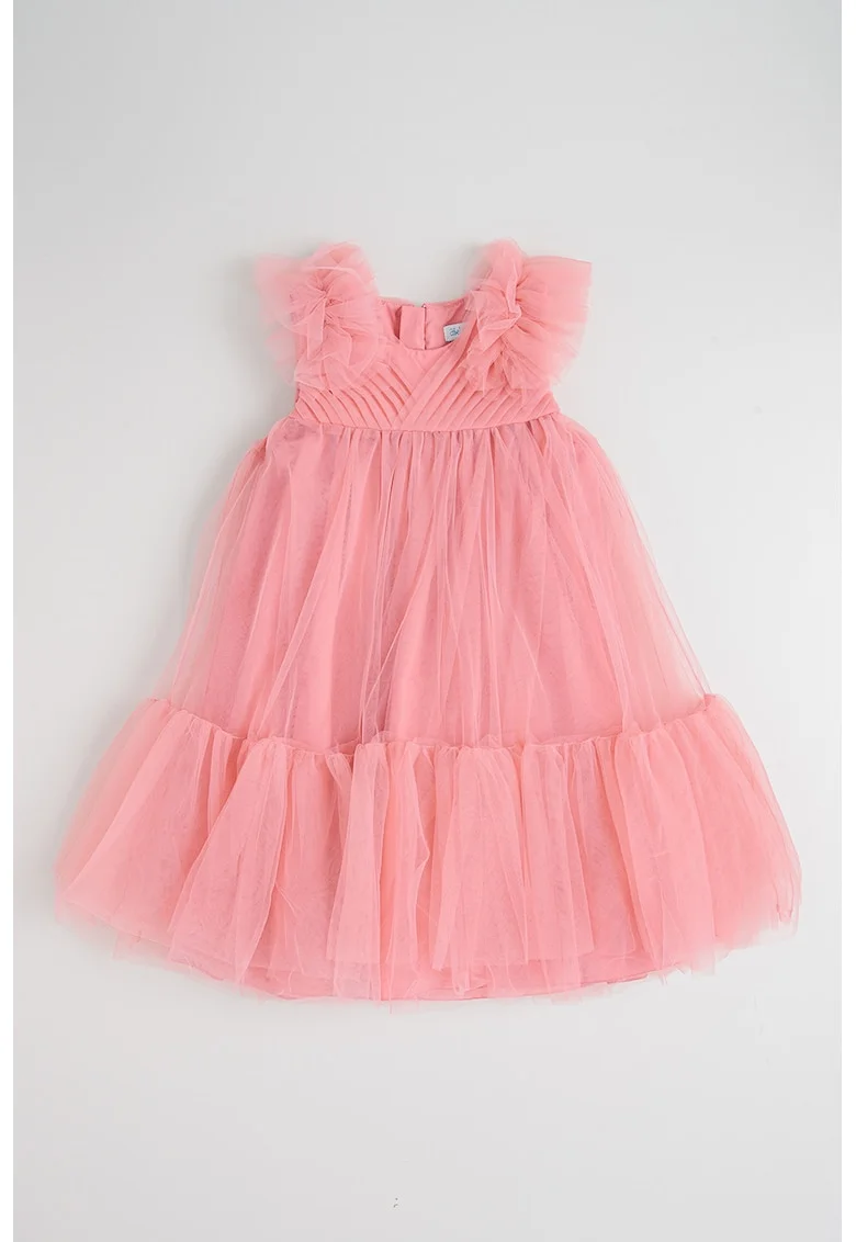 Rochie evazata din tul, Roz deschis